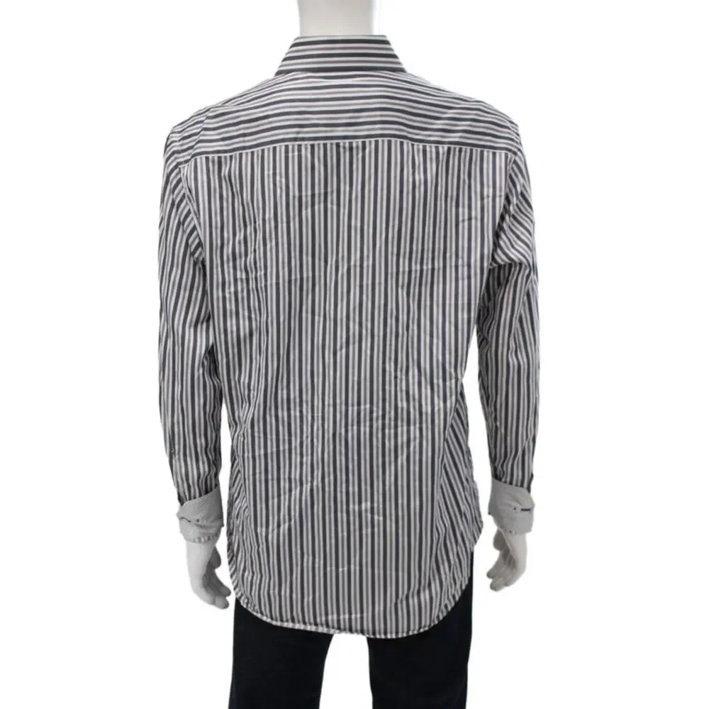 Bugatchi Men's Long Sleeves Button Down Multicolor Striped Shirt Size M